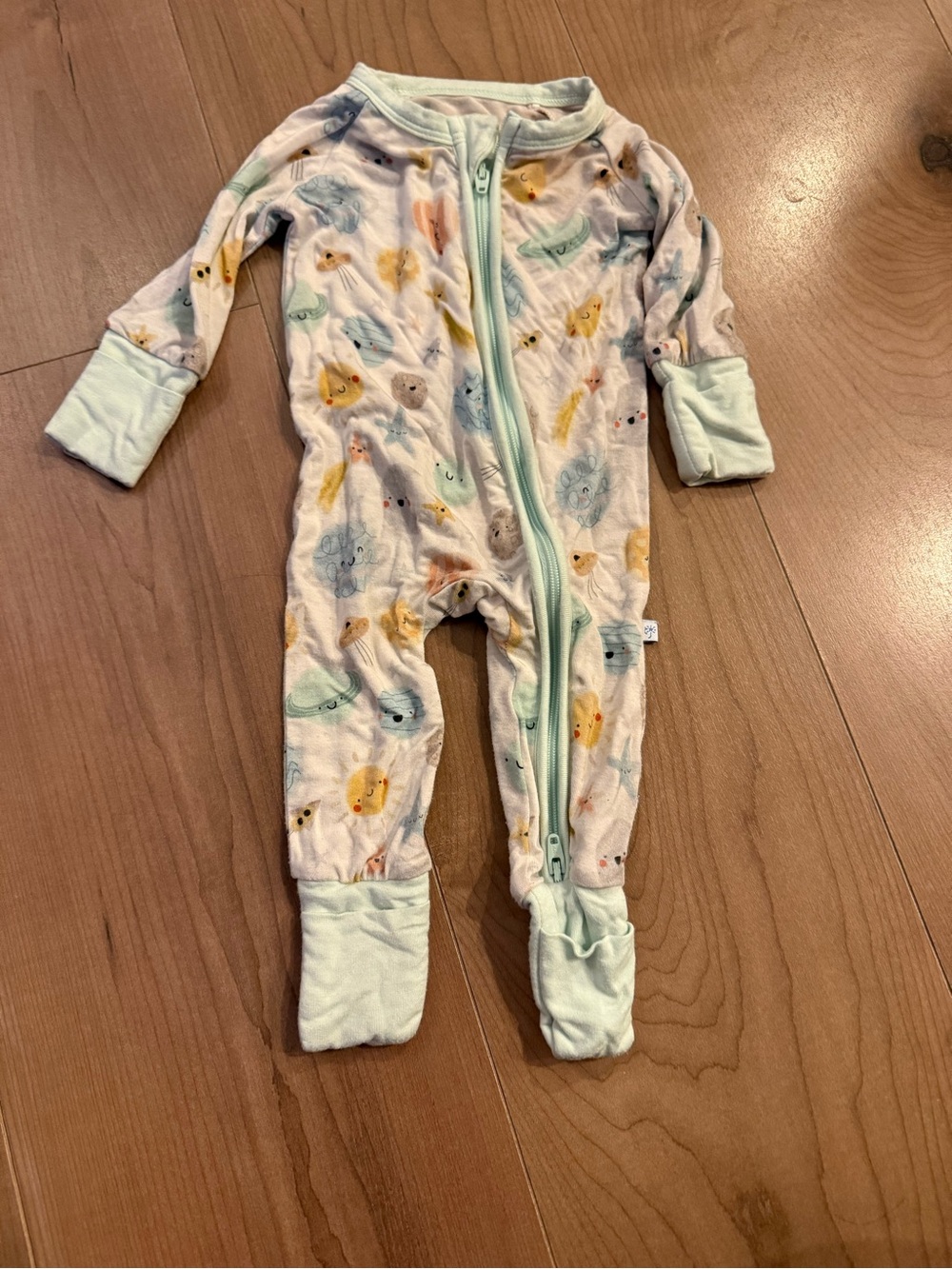 Bamboo Footed One-Piece Pajamas in space print